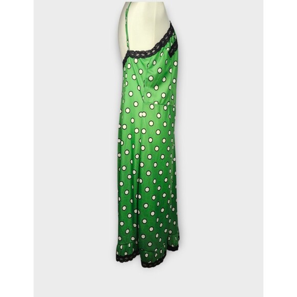 Jean Paul Gaultier Target Slip Dress In Green Polka Dot Black Lace - XL - Picture 4 of 15
